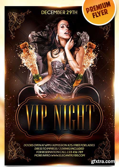 Vintage Night Party Flyer PSD Template + Facebook Cover