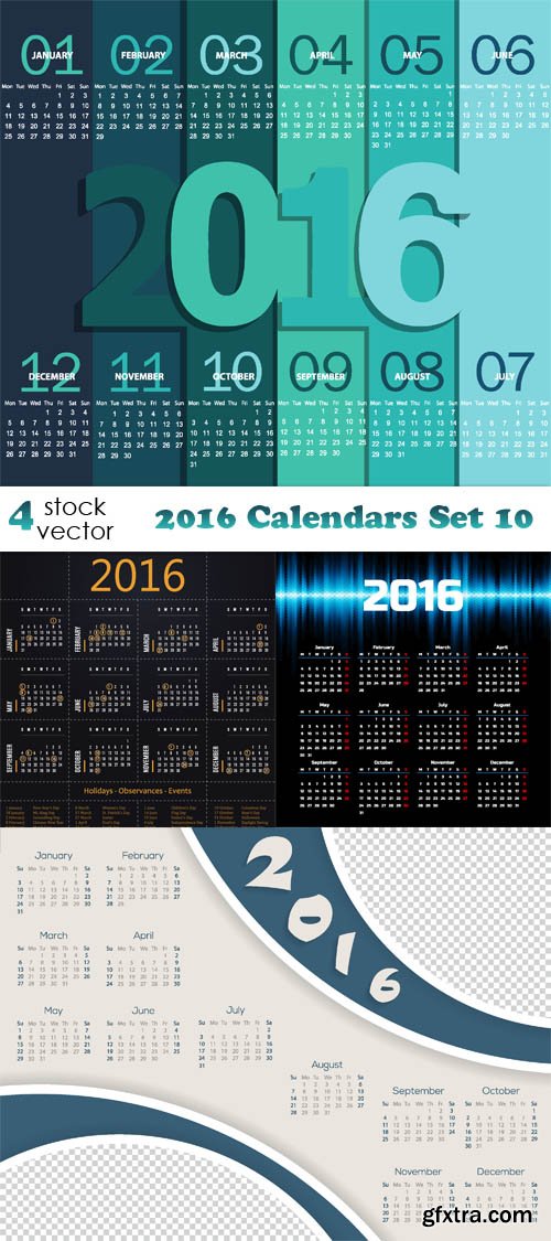 Vectors - 2016 Calendars Set 10