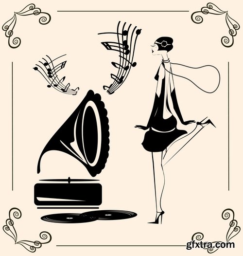 Collection of vector illustration picture retro girl male female male fashion an accessory 25 EPS