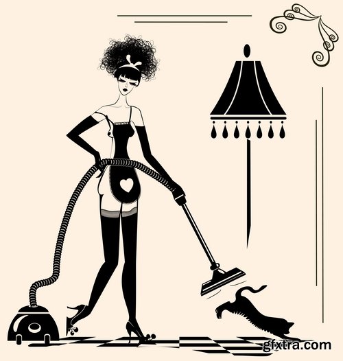 Collection of vector illustration picture retro girl male female male fashion an accessory 25 EPS