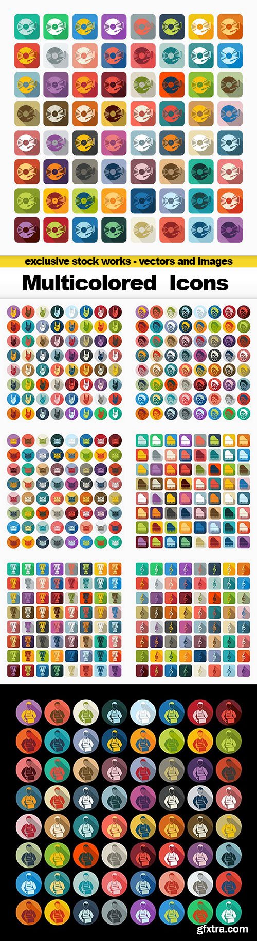 Multicolored  Icons Set - 8xEPS