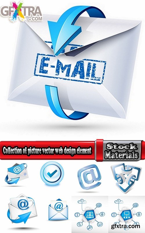 Collection of picture vector web design element icon logo mail 25 EPS