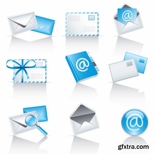 Collection of picture vector web design element icon logo mail 25 EPS