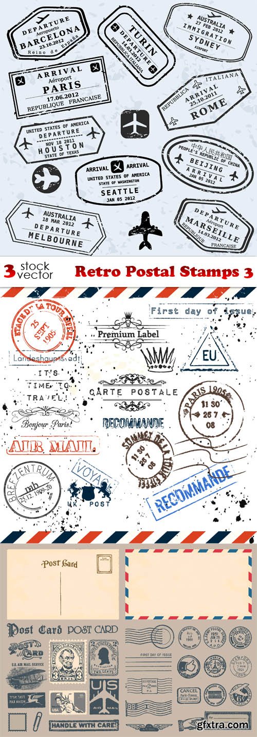 Vectors - Retro Postal Stamps 3
