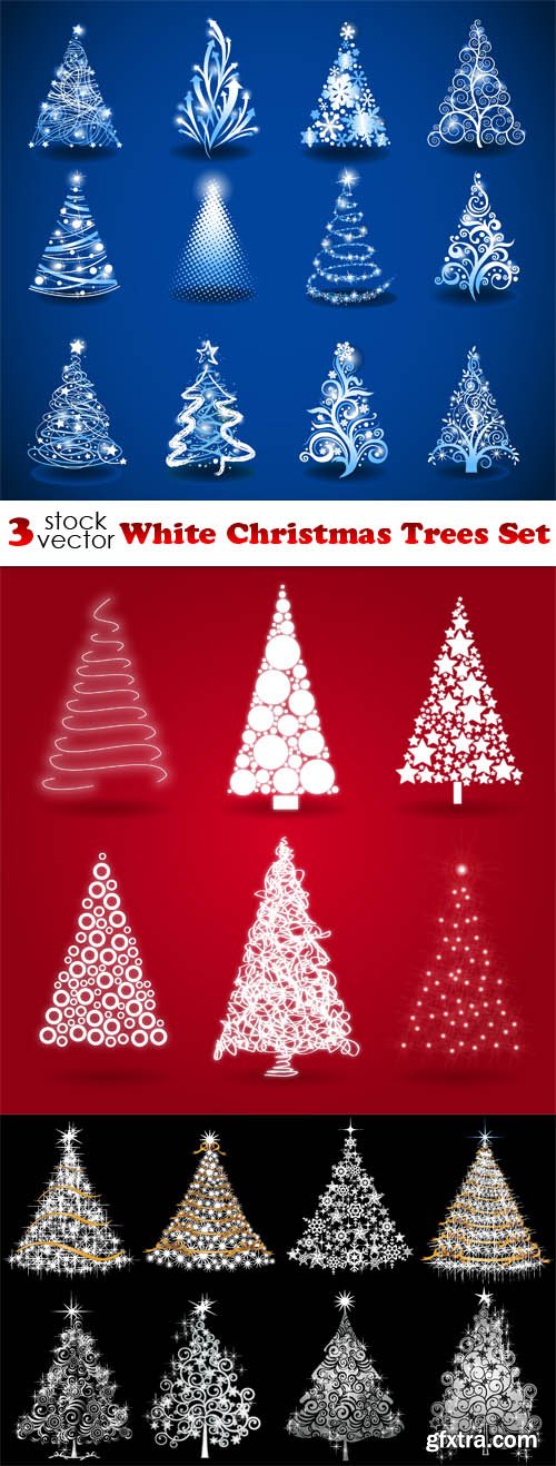 Vectors - White Christmas Trees Set