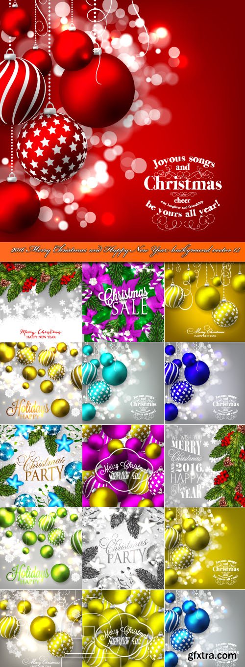 2016 Merry Christmas and Happy New Year background vector 15