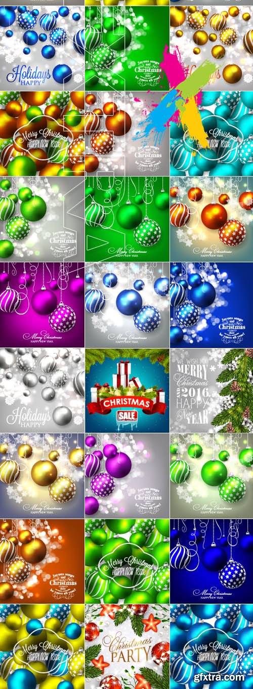 2016 Merry Christmas and Happy New Year background vector 15