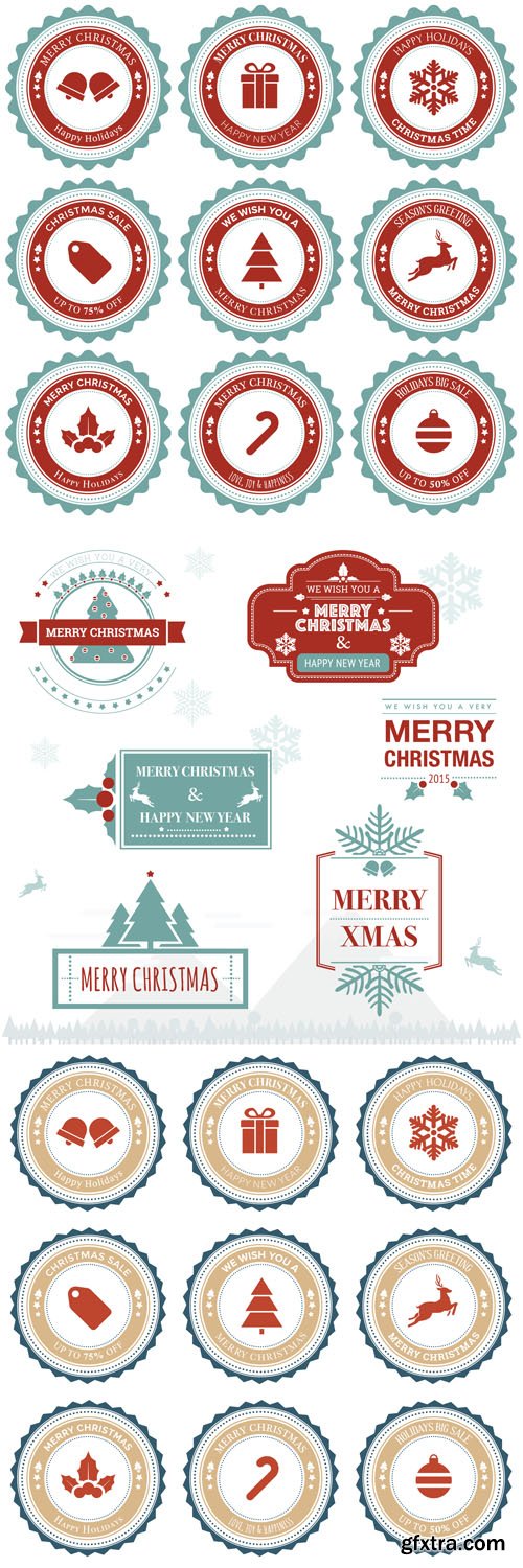 Christmas greeting badge and ornament - Vectors A000039