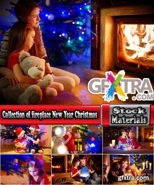 Collection of fireplace New Year Christmas celebration child children warm interior 25 HQ Jpeg