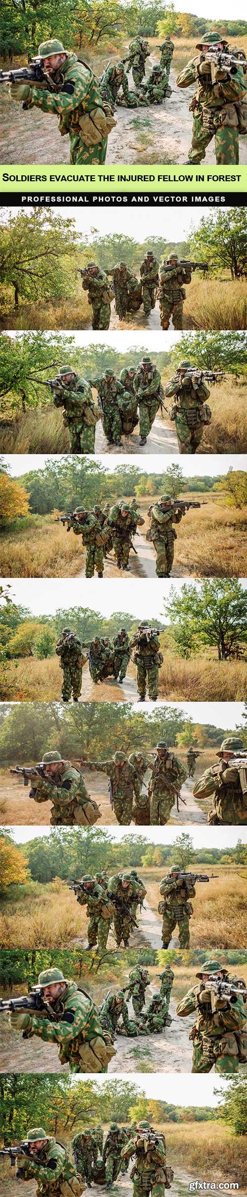 Soldiers evacuate the injured fellow in forest