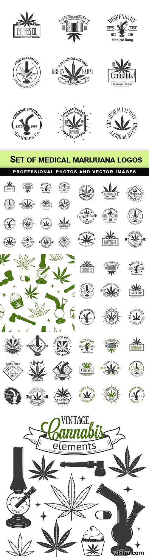 Set of medical marijuana logos