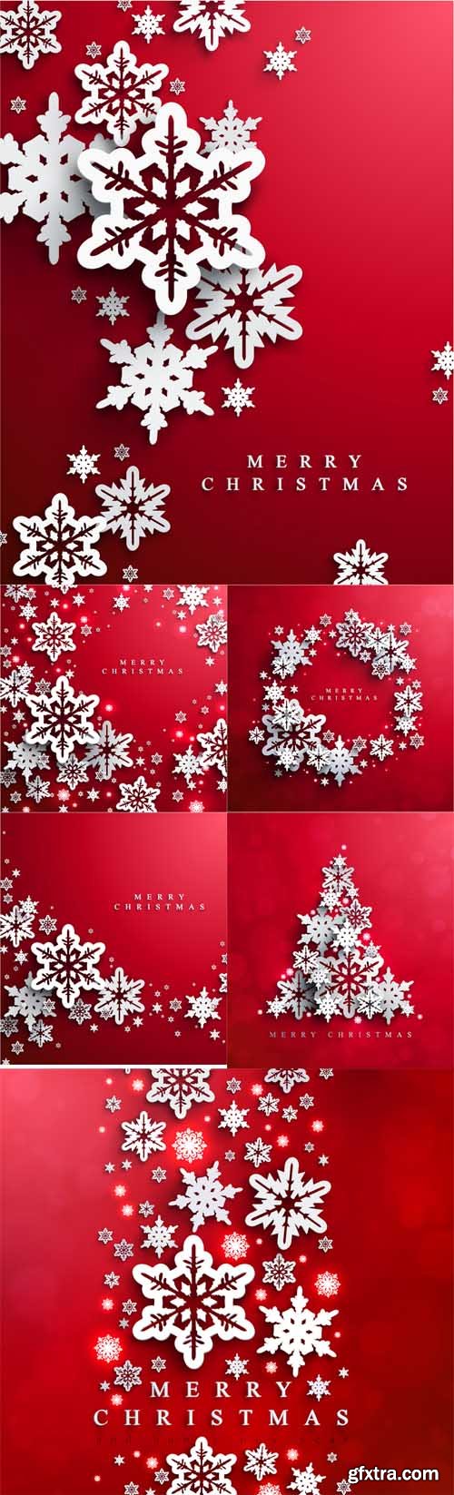 Christmas and card with paper snowflakes