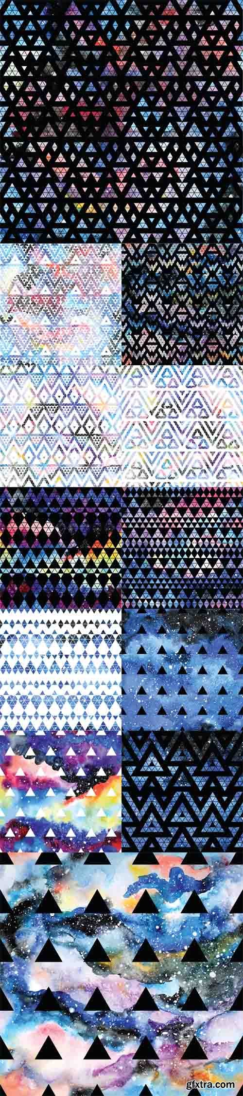 12 Tribal galaxy seamless patterns