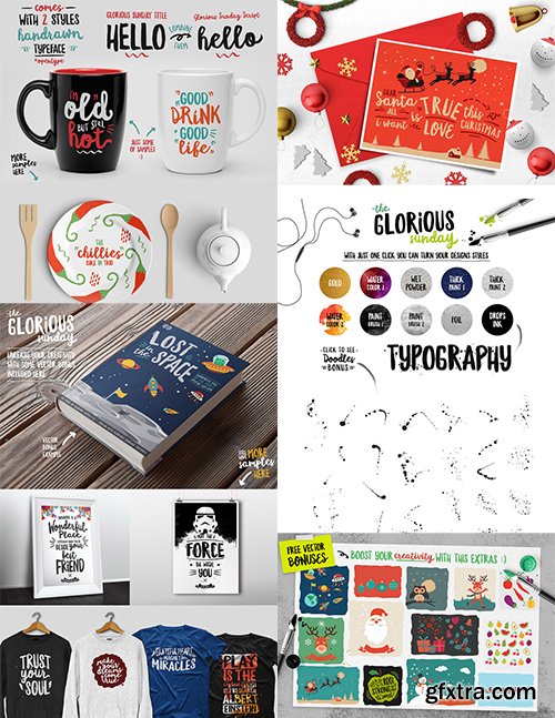 Creativemarket Glorious Sunday FONTS + Extras (INTRO SALE)