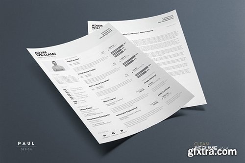 Creativemarket Clean B&W Resume - Indd + Docx 476244