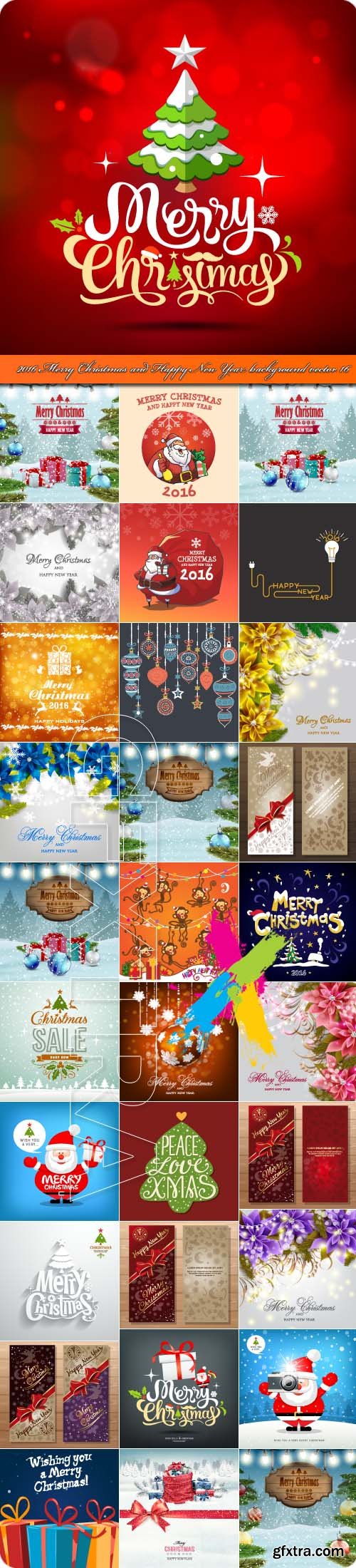 2016 Merry Christmas and Happy New Year background vector 16