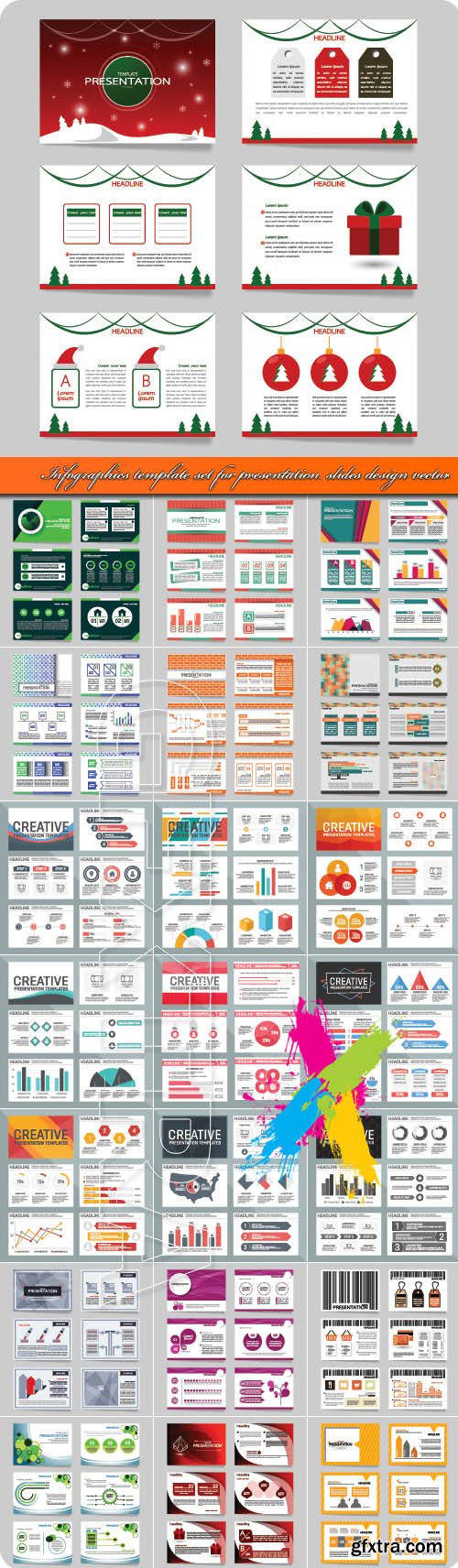 Infographics template set for presentation slides design vector