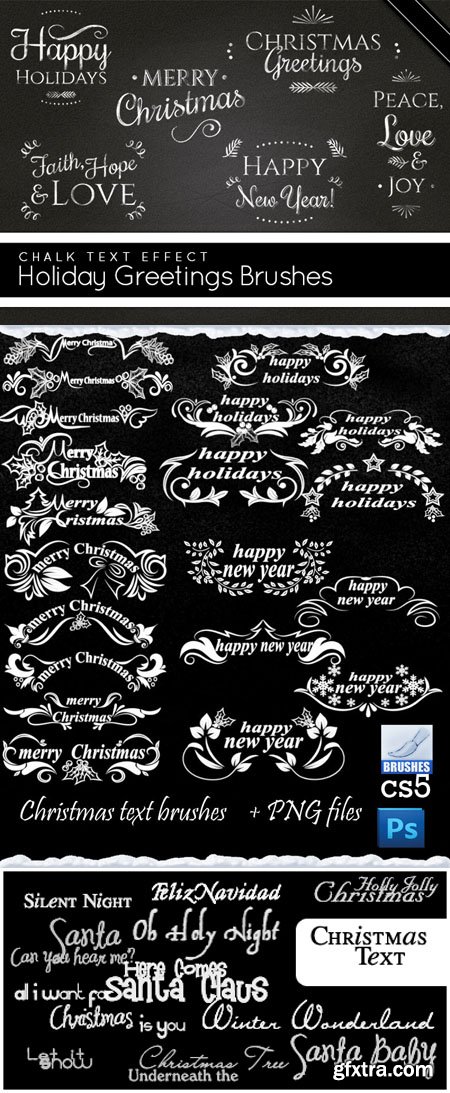 Christmas & Holiday Greetings Text Brushes