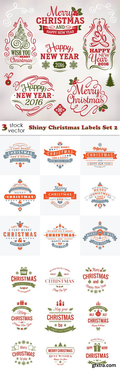 Vectors - Shiny Christmas Labels Set 2