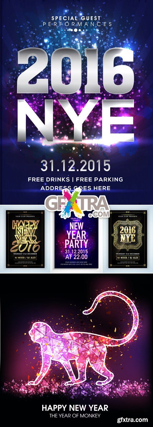 New Year Party Posters Vector