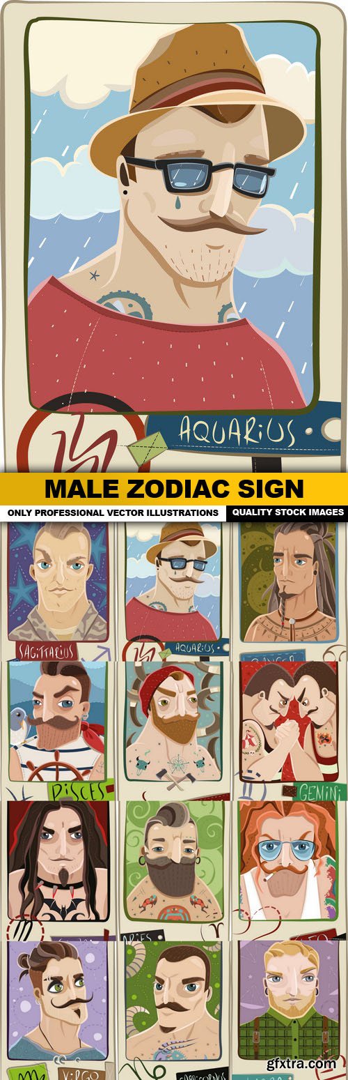 Male Zodiac Sign - 12 Vector