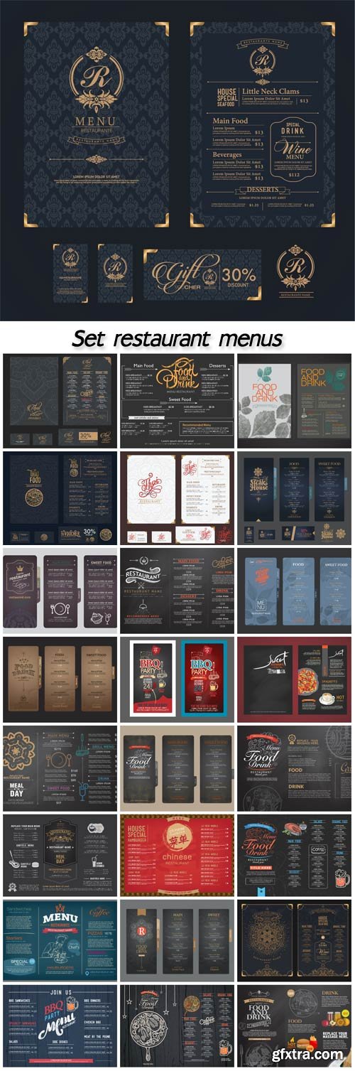 Menu vector set restaurant menus