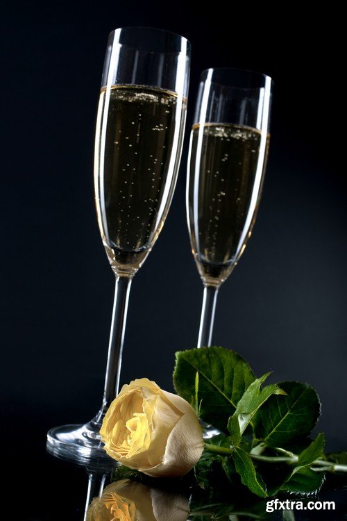 Champagne on a black background 1