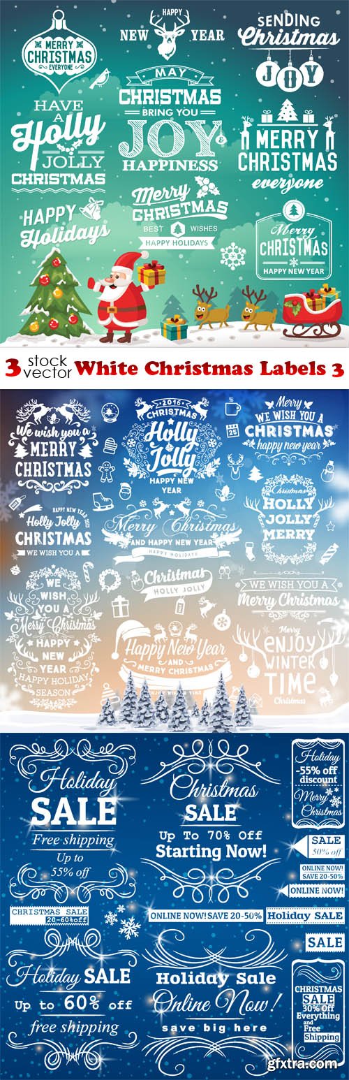 Vectors - White Christmas Labels 3