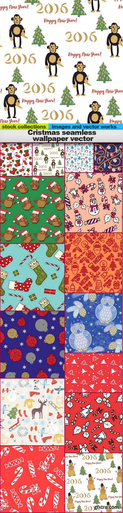 Cristmas seamless wallpaper vector, 15 x EPS