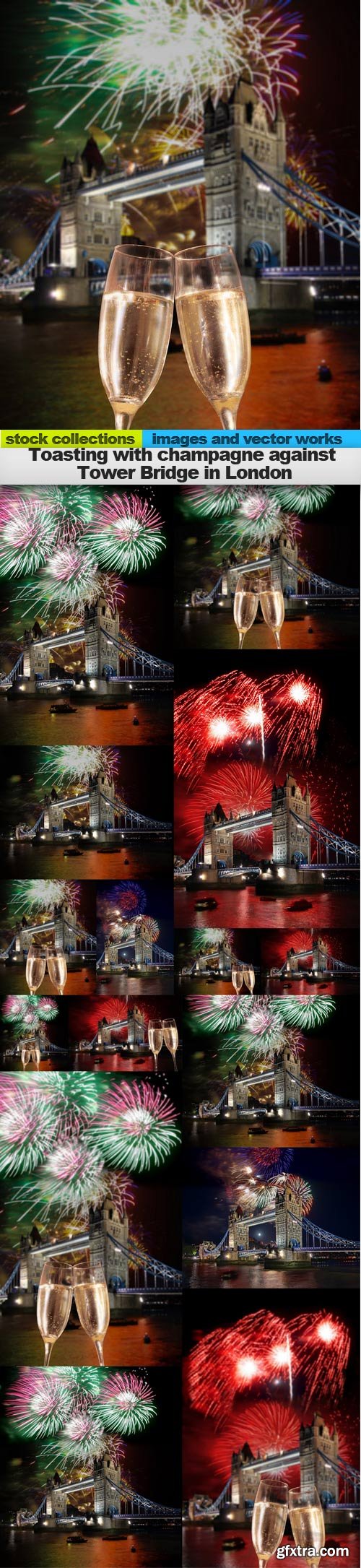 Toasting with champagne against Tower Bridge in London,