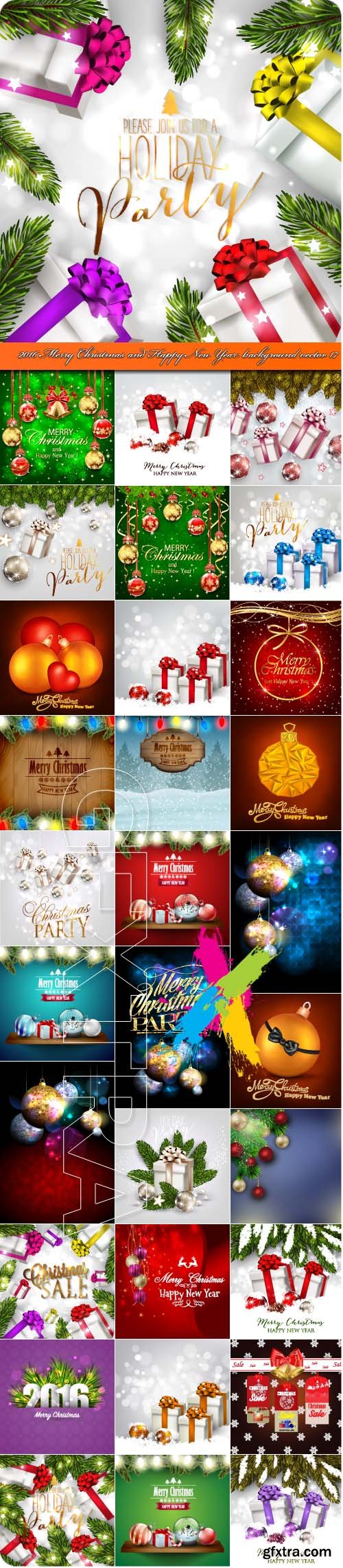 2016 Merry Christmas and Happy New Year background vector 17