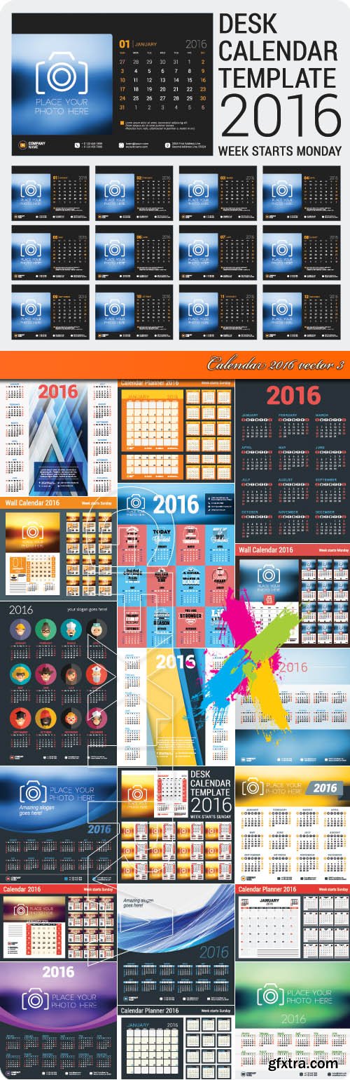 Calendar 2016 vector 3