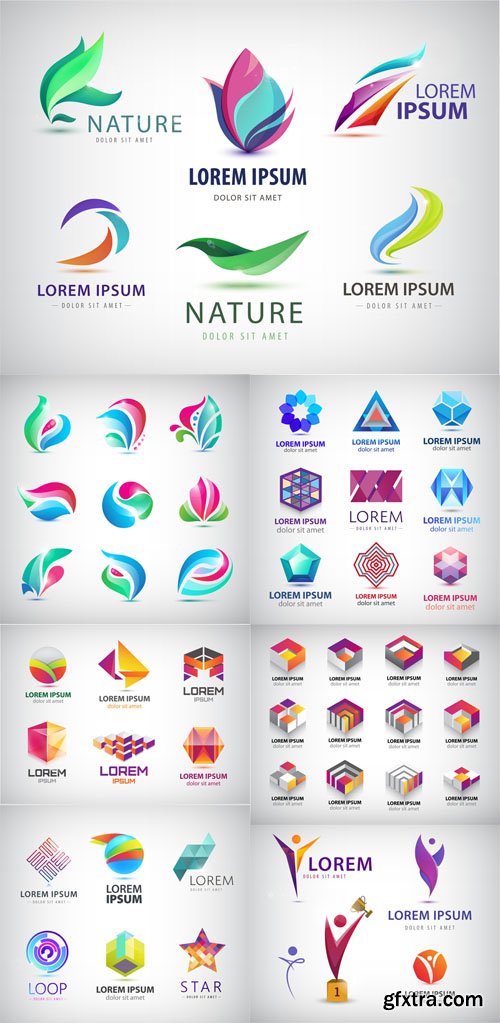 Set of Abstract Colorful 3d Logos