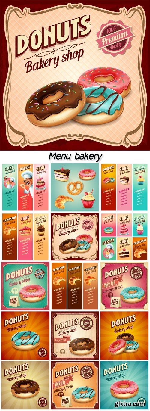 Menu bakery products vector