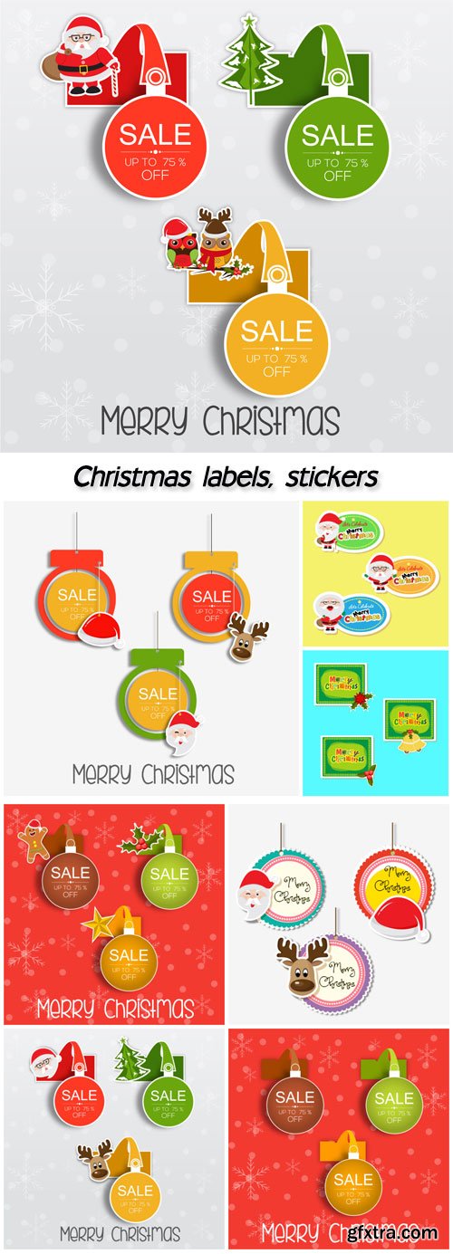 Christmas Labels & Stickers 8xEPS