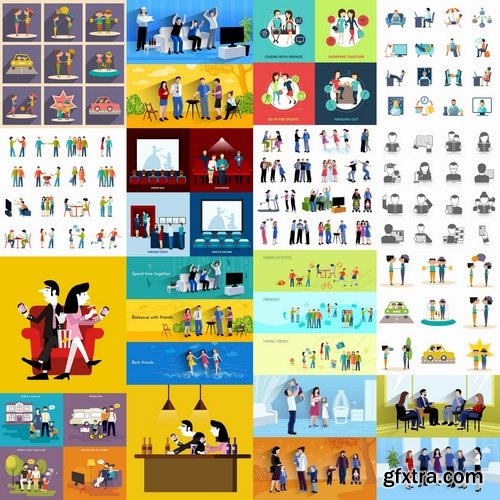 Collection of vector picture business infographics logo icon businessman family 25 EPS