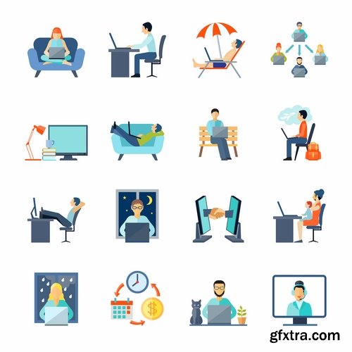 Collection of vector picture business infographics logo icon businessman family 25 EPS