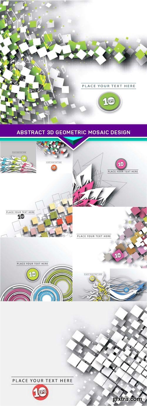 Abstract 3D Geometric Mosaic Design  10x EPS