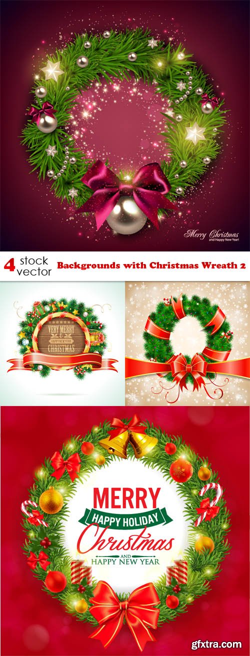 Vectors - Backgrounds with Christmas Wreath 2