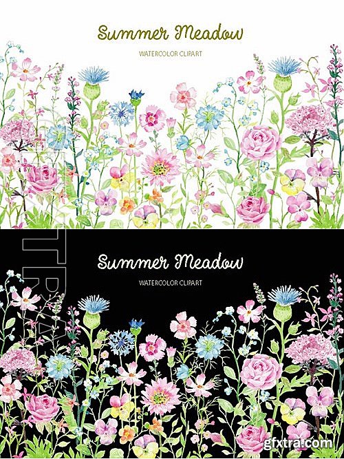 CM - Watercolor Clipart Summer Meadow 477913