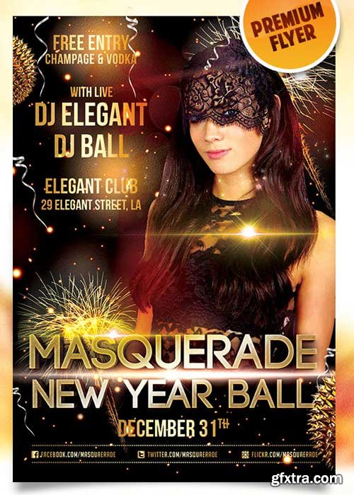 Masquerade Ball Flyer PSD Template + Facebook Cover