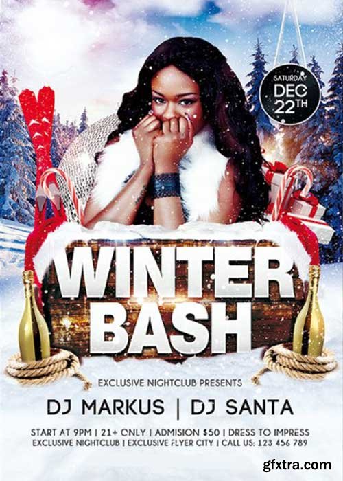 Winter Bash V2 Premium Flyer Template + Facebook Cover