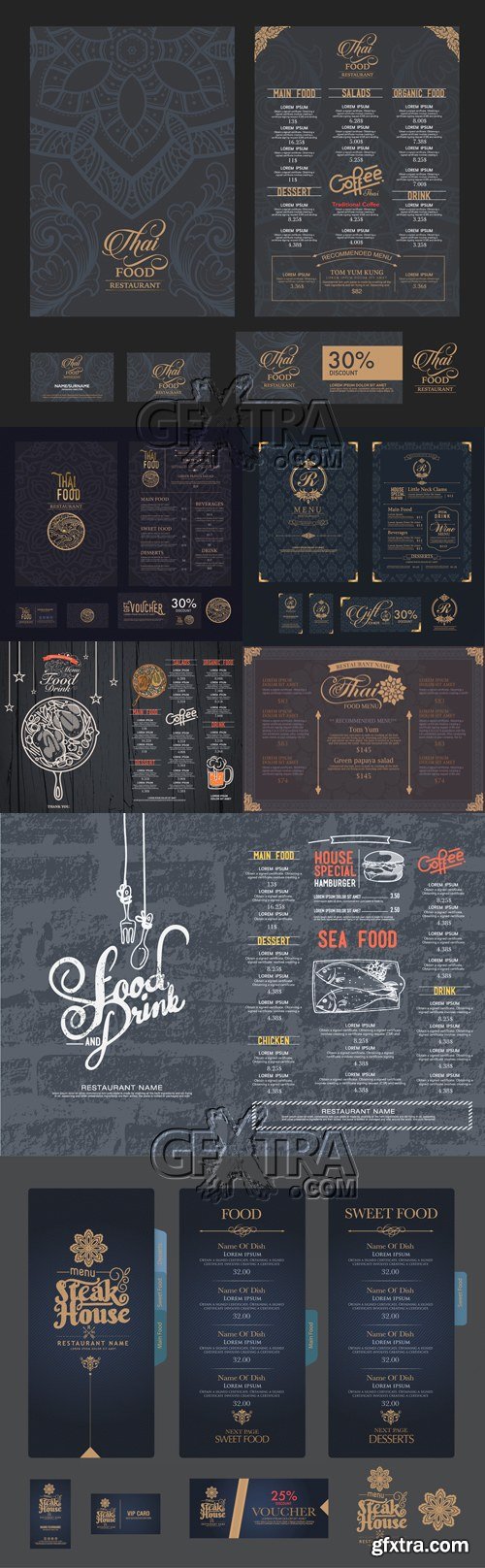 Classic Restaurant Menu Templates Vector