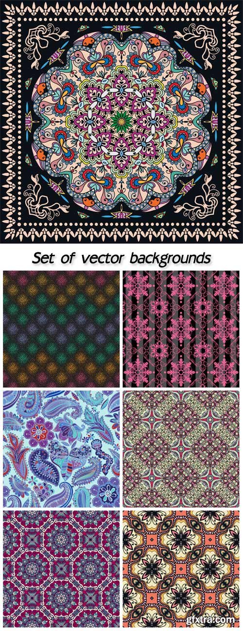 Set of vector backgrounds with patterns