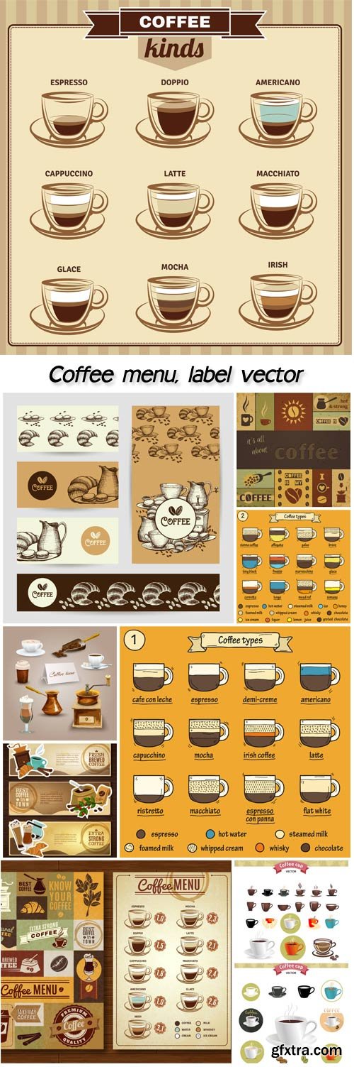 Coffee menu, label vector