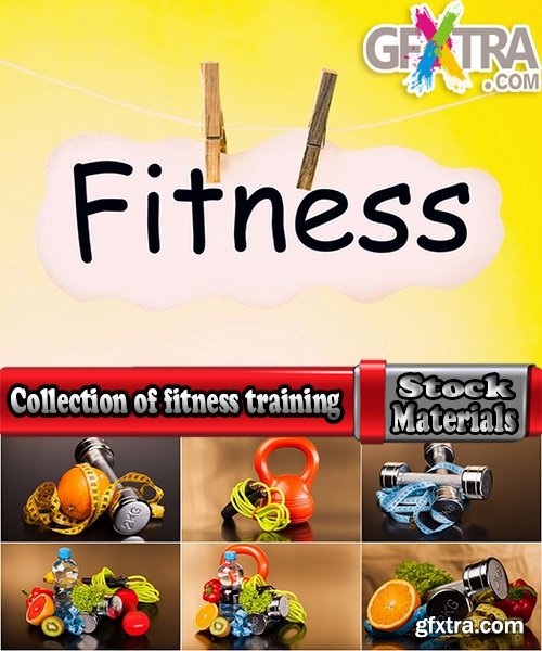 Collection of fitness training sporting equipment useful healthy eating 25 HQ Jpeg