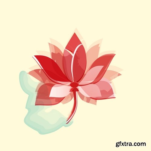 Collection of vector image lotus flower meditation a background flyer banner 25 EPS