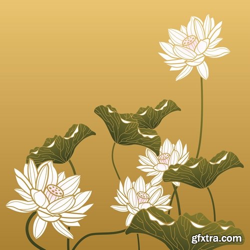 Collection of vector image lotus flower meditation a background flyer banner 25 EPS