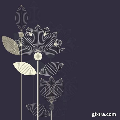 Collection of vector image lotus flower meditation a background flyer banner 25 EPS