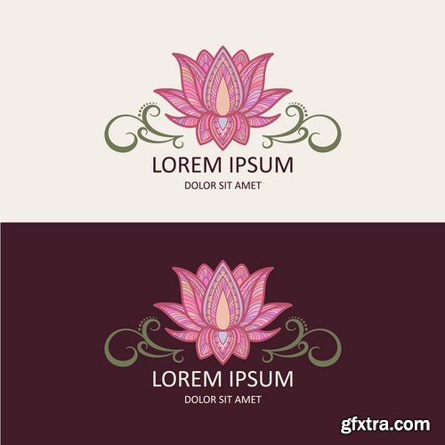 Collection of vector image lotus flower meditation a background flyer banner 25 EPS